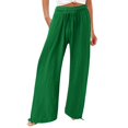 thumbnail image 1 of FUNUONY Women's Wide Leg Pants with Pockets Crinkle Comfy High Waist Pull-On Lounge Casual Pants Cotton Casual Loose Pants Comfy Work Pants with Pockets Elastic Paper Bag Drawstring Pants, 1 of 1