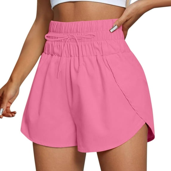 Women's Workout Shorts Athletic Yoga Bermuda Shorts With Elastic Waist Gym Running Sports Breathable Quick-Dry Lightweight Sweatproof Casual Training Pink S Size
