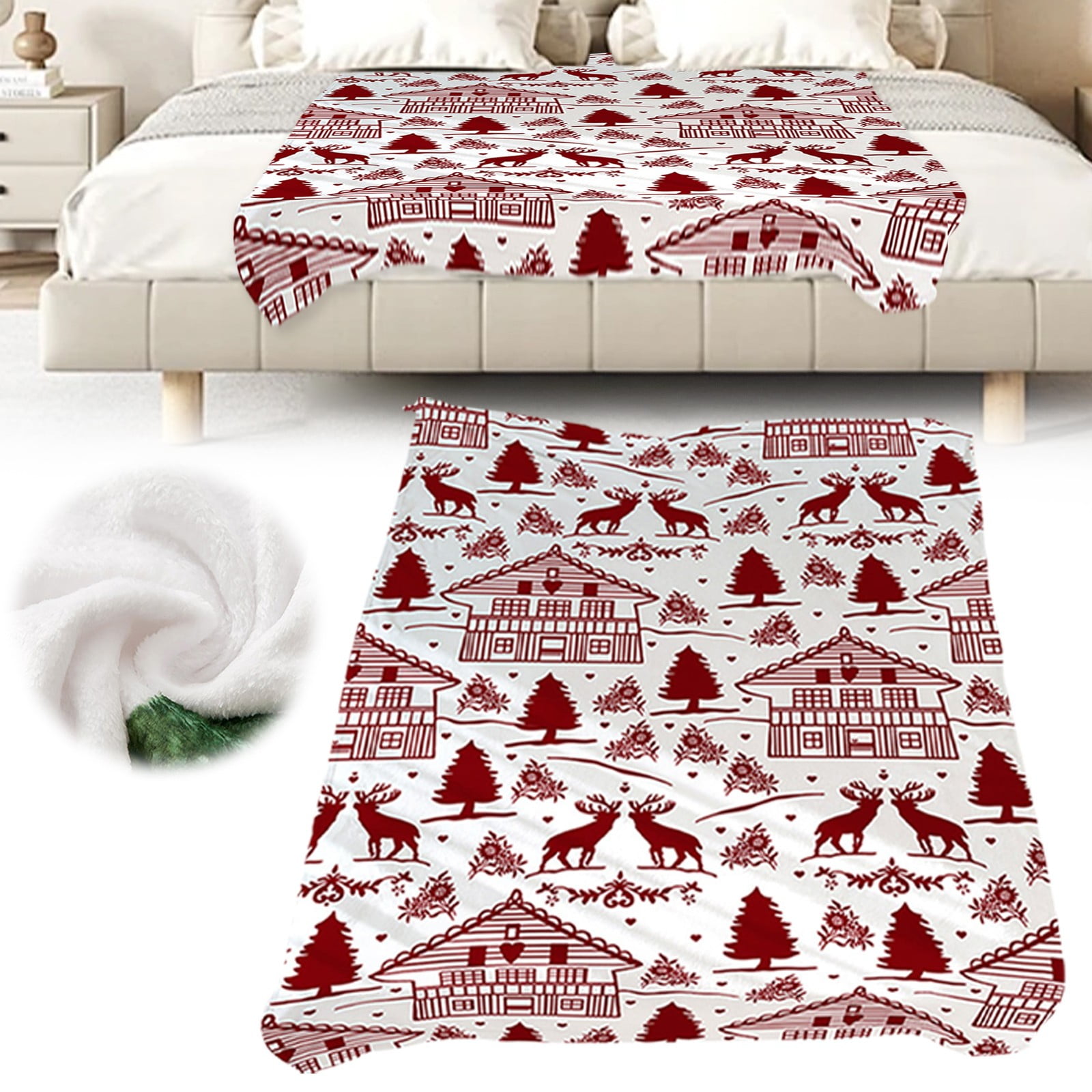 Big Sale! Xulianz Christmas Santa Deer Flannel Fleece Throw Blanket