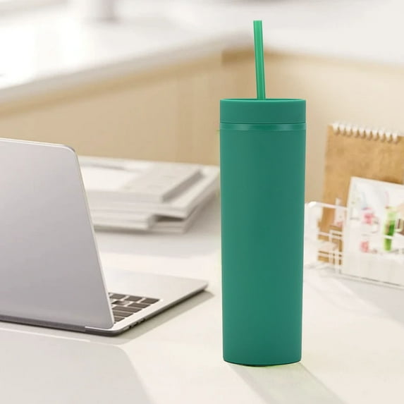 Hot Sale!npkgvia Water Cup,Plastic Cups,16oz Tumbler with Lid And Plastic Water Coffee Tumbler Cup Water Bottle Slim Double Wall Reusable Plastic Tumbler Cups Travel Mug Coffe,Home Essentials,Green