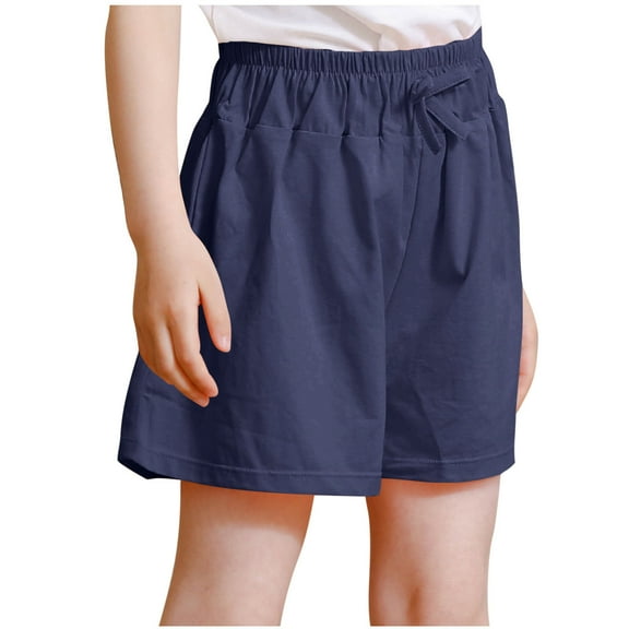 OGLCCG Girls Cotton Shorts Wide Leg Elastic Waist Drawstring Comfy Shorts Summer Casual Baggy Lounge Shorts Size 3-16