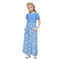 thumbnail image 1 of OGLCCG Girls Dress Short Sleeve Casual Holiday Modest Long Maxi Dress with Pockets Floral Printed Summer T-Shirt Dress for 4-14 Years, 1 of 6