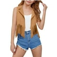 thumbnail image 1 of OGLCCG Girls Sleeveless Fringe Suede Vests Suede Open Front Cardigan Vest Sleeveless Cowgirl Western Tassel Jacket Hippie Party Size 3-12, 1 of 6