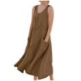 thumbnail image 1 of OGLCCG Girls Tank Dress Summer Sleeveless Scoop Neck Maxi A-Line Sundress Casual Lightweight Flowy Beach Dresses with Pockets 5-16 Years, 1 of 6