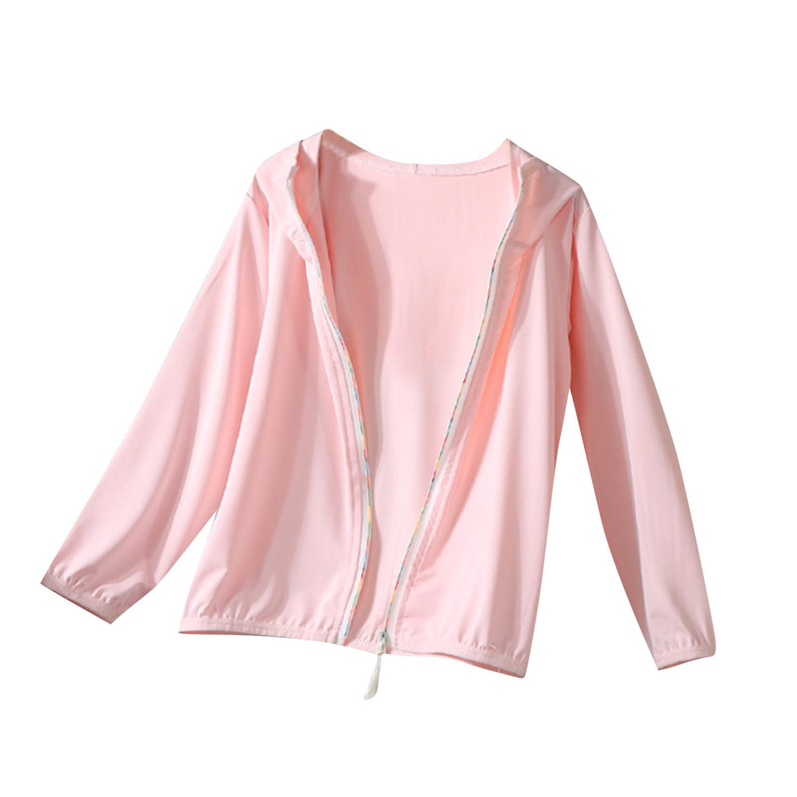 OGLCCG Girls Zipper Sun Protection Hooded Jacket UPF 50+ Long Sleeve Cooling Shirt Fishing Running Athletic Tops 2-16 Years