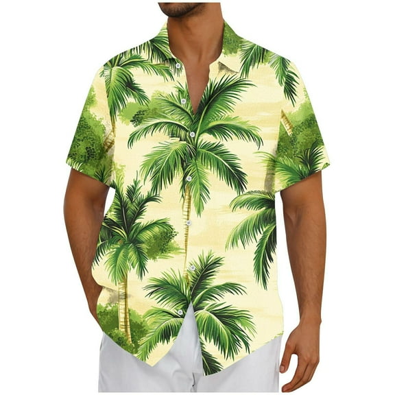 OGLCCG Hawaiian Shirts for Men Short Sleeve Tropical Printed Summer Casual Button Down Shirts Loose Fit Lightweight Vacation Beach Shirts