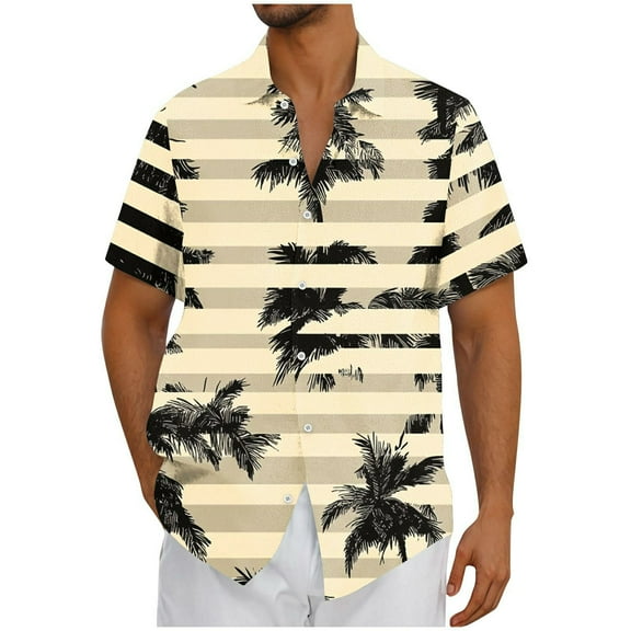OGLCCG Hawaiian Shirts for Men Short Sleeve Tropical Printed Summer Casual Button Down Shirts Loose Fit Lightweight Vacation Beach Shirts