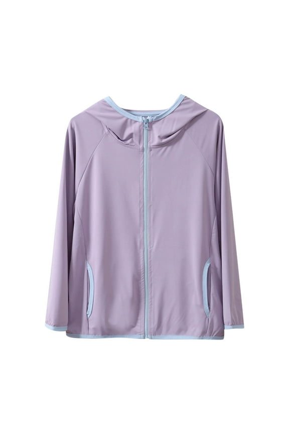 Kids Zip Up Sun Protection Jacket UPF 50 Boys Girls Hooded Jacket with Pockets Lightweight UV Protection Athletic Tops 4-16 Years