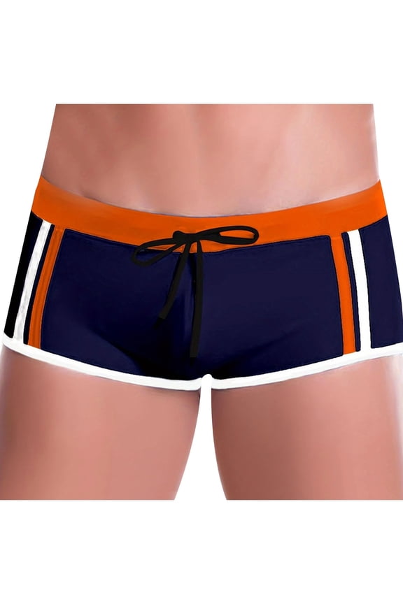 Men Low Rise Swimming Briefs Quick Dry Adjustable Drawstring Athletic Square Cut Swimsuit Fashion Swim Trunks for Summer 2025