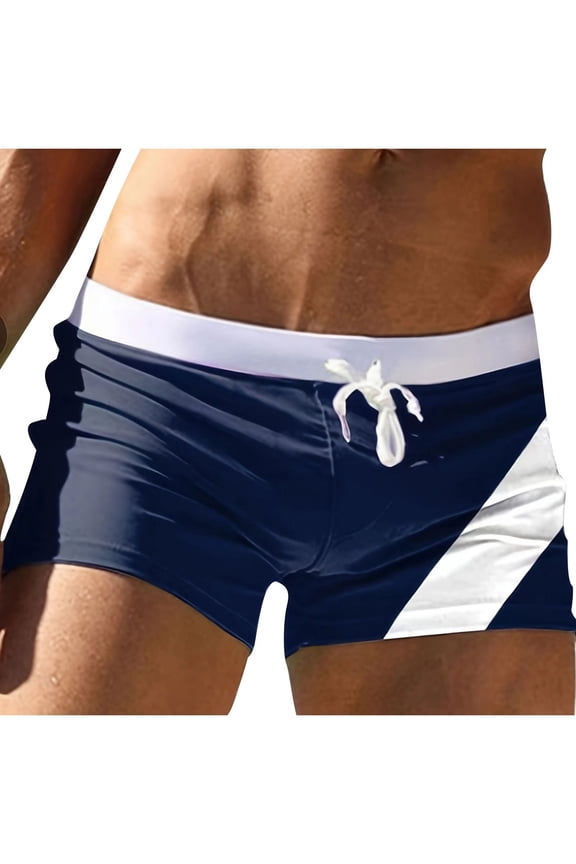Men Swimming Briefs Summer 2025 Low Rise Quick Dry Athletic Square Cut Swimsuits Boxers Fashion Striped Swim Trunks