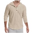 thumbnail image 1 of OGLCCG Men's Causal Pullover Hoodie Lightweight Solid Color Hooded Sweatshirt Tops Long Sleeve Button V Neck Henley Shirt, 1 of 3
