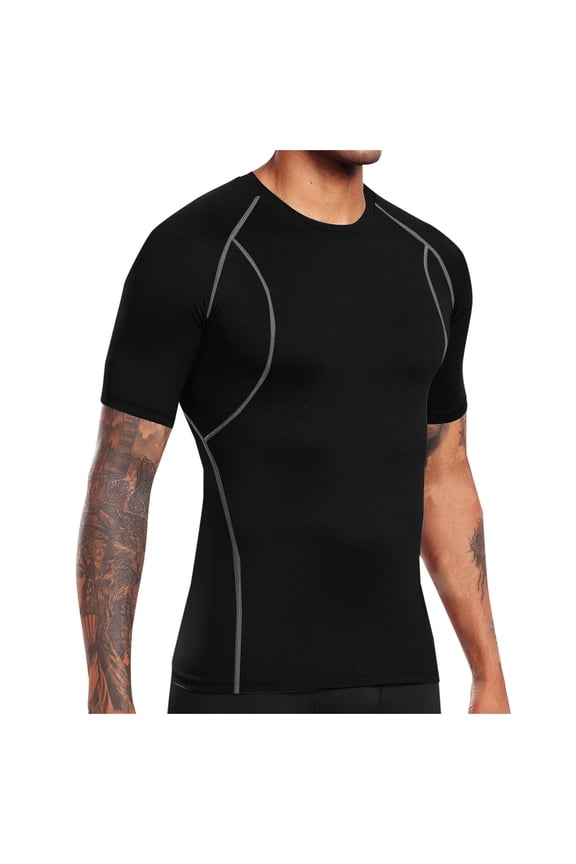 Men's Compression Shirts Short Sleeve Athletic Workout T-Shirt Summer Lightweight Soft Cool Dry Active Gym Running Tees Tops