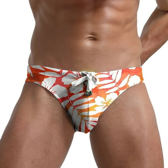 OGLCCG Men's Swim Briefs 2025 Summer Low Waist Floral Print Bikini Swimwear for Men Summer Beach Swimsuit Swimming Briefs with Drawstring