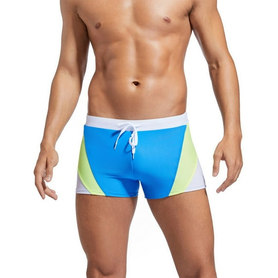 OGLCCG Men's Swim Briefs Quick Dry Adjustable Drawstring Summer Swimming Boxer Color Block Athletic Square Cut Swimsuits Trunks Briefs