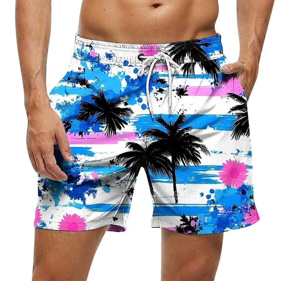 OGLCCG Men's Swim Trunks Summer Quick Dry Drawstring Elastic Waist Swim Shorts Fashion Casual Beach Swimwear Bathing Suits with Pockets