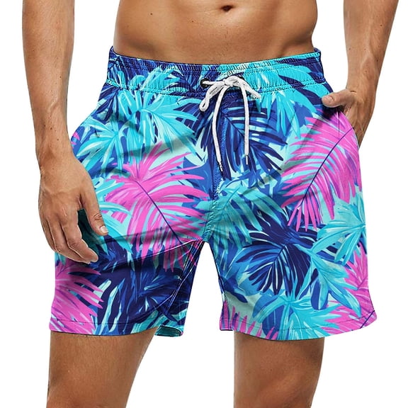 OGLCCG Men's Swim Trunks Summer Quick Dry Drawstring Elastic Waist Swim Shorts Fashion Casual Beach Swimwear Bathing Suits with Pockets