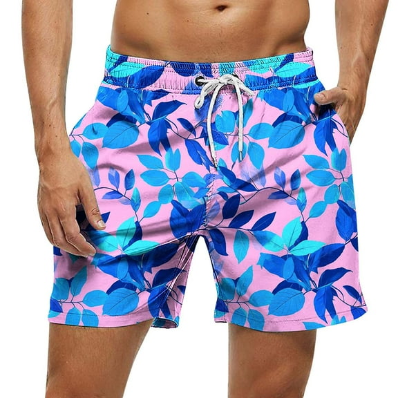 OGLCCG Men's Swim Trunks Summer Quick Dry Drawstring Elastic Waist Swim Shorts Fashion Casual Beach Swimwear Bathing Suits with Pockets