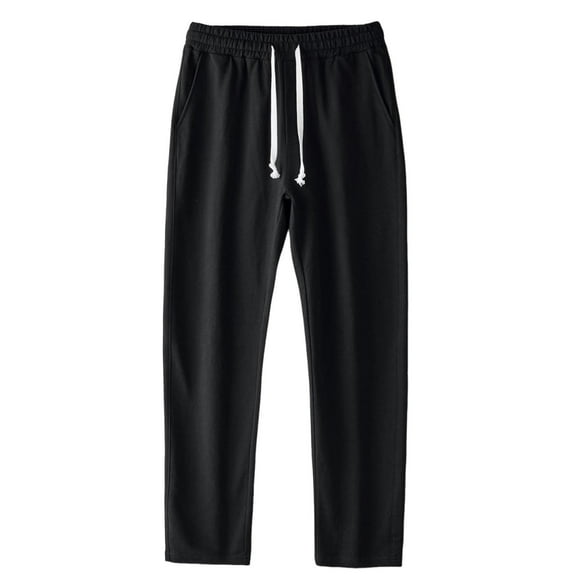 OGLCCG Mens Casual Pants Drawstring Elastic Waist Cotton Sweatpants Straight Leg Loose Open Bottom Athletic Workout Trousers with Pockets