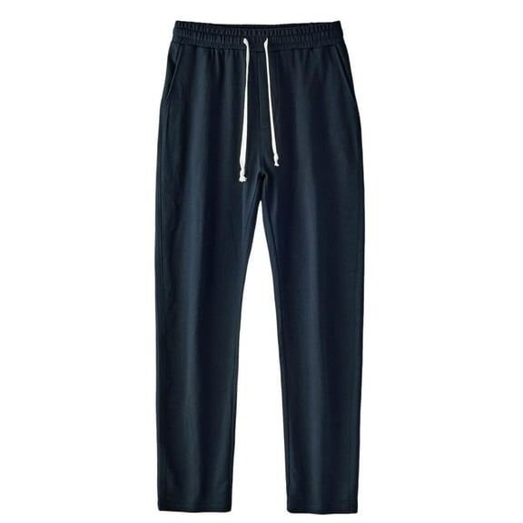 OGLCCG Mens Casual Pants Drawstring Elastic Waist Cotton Sweatpants Straight Leg Loose Open Bottom Athletic Workout Trousers with Pockets