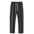 thumbnail image 1 of OGLCCG Mens Casual Pants Drawstring Elastic Waist Cotton Sweatpants Straight Leg Loose Open Bottom Athletic Workout Trousers with Pockets, 1 of 4