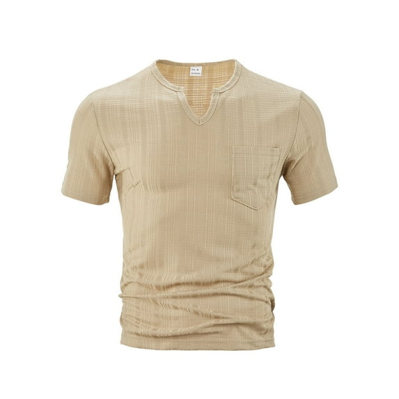 OGLCCG Mens T-Shirt Vintage Short Sleeve V Neck Lightweight Tee Shirts Comfort Solid Color Basic Pullover Tshirts with Pocket