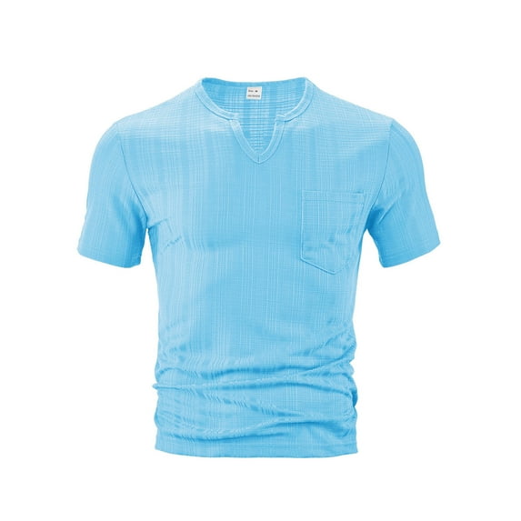 OGLCCG Mens T-Shirt Vintage Short Sleeve V Neck Lightweight Tee Shirts Comfort Solid Color Basic Pullover Tshirts with Pocket