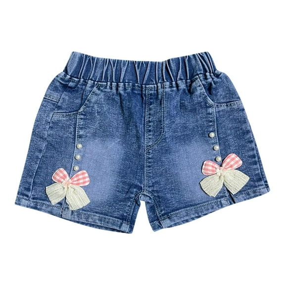 OGLCCG Toddler Girl's Jean Shorts Elastic Waist Wide Leg Summer Denim Shorts with Pockets Casual Cute Bow Short Jeans Size 2-7