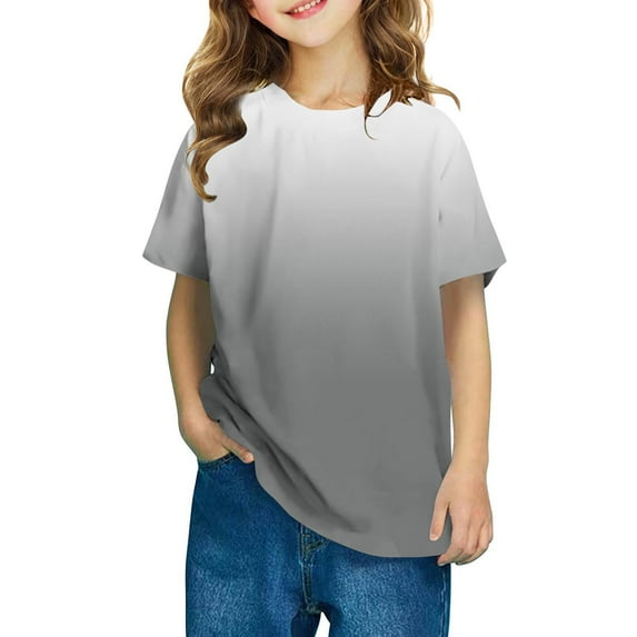 2025 Boys & Girls Tops Size 3-14 Short Sleeve Crewneck T-Shirts Toddlers Teens Pullover Gradient Printed Going-Out Tees Top