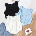 thumbnail image 1 of 2025 Girls Cropped Tank Tops 3 Pack Size 8-14 Teens Kids Trendy Sleeveless Square-Neck Pullover Solid Multipack Athletic Cami Top, 1 of 8