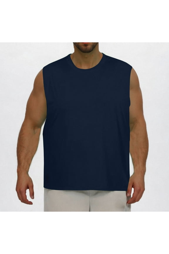 2025 Mens Big & Tall Tank Tops L-5X Plus Size Sleeveless Shirts Casual Pullover Crewneck Solid Stretchy Gym Athletic Running Vests