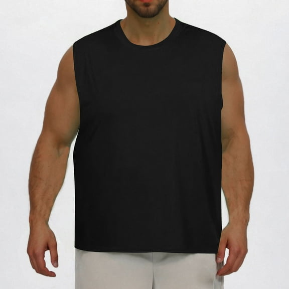 2025 Mens Big & Tall Tank Tops L-5X Plus Size Sleeveless Shirts Casual Pullover Crewneck Solid Stretchy Gym Athletic Running Vests