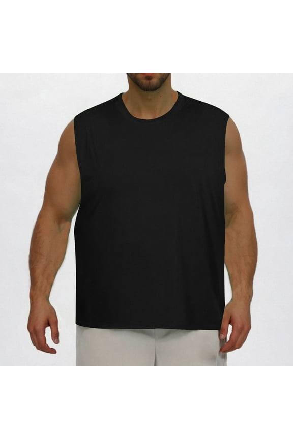 2025 Mens Big & Tall Tank Tops L-5X Plus Size Sleeveless Shirts Casual Pullover Crewneck Solid Stretchy Gym Athletic Running Vests