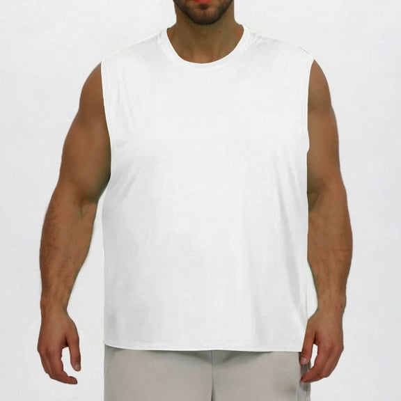 2025 Mens Big & Tall Tank Tops L-5X Plus Size Sleeveless Shirts Casual Pullover Crewneck Solid Stretchy Gym Athletic Running Vests