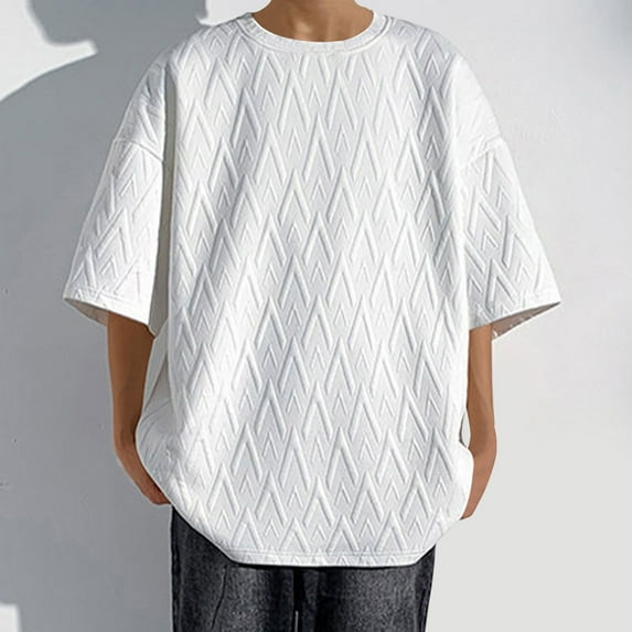 2025 Mens T-Shirts M-5X Plus Size Short Sleeve Crewneck Tshirts Shirts Casual Solid Textured Pullover Basic Going-Out Tees Tops