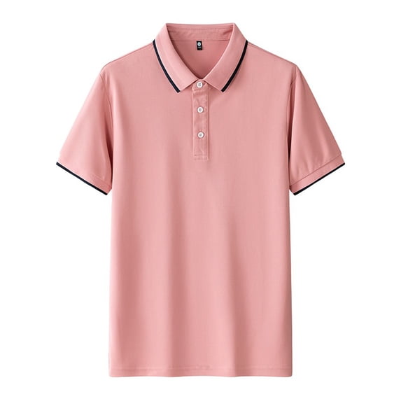 2025 Plus Size Golf Shirts for Men M-4X Short Sleeve T-Shirts Button Collared Pullover Slim-Fit Solid Athletic Workout Tees Tops