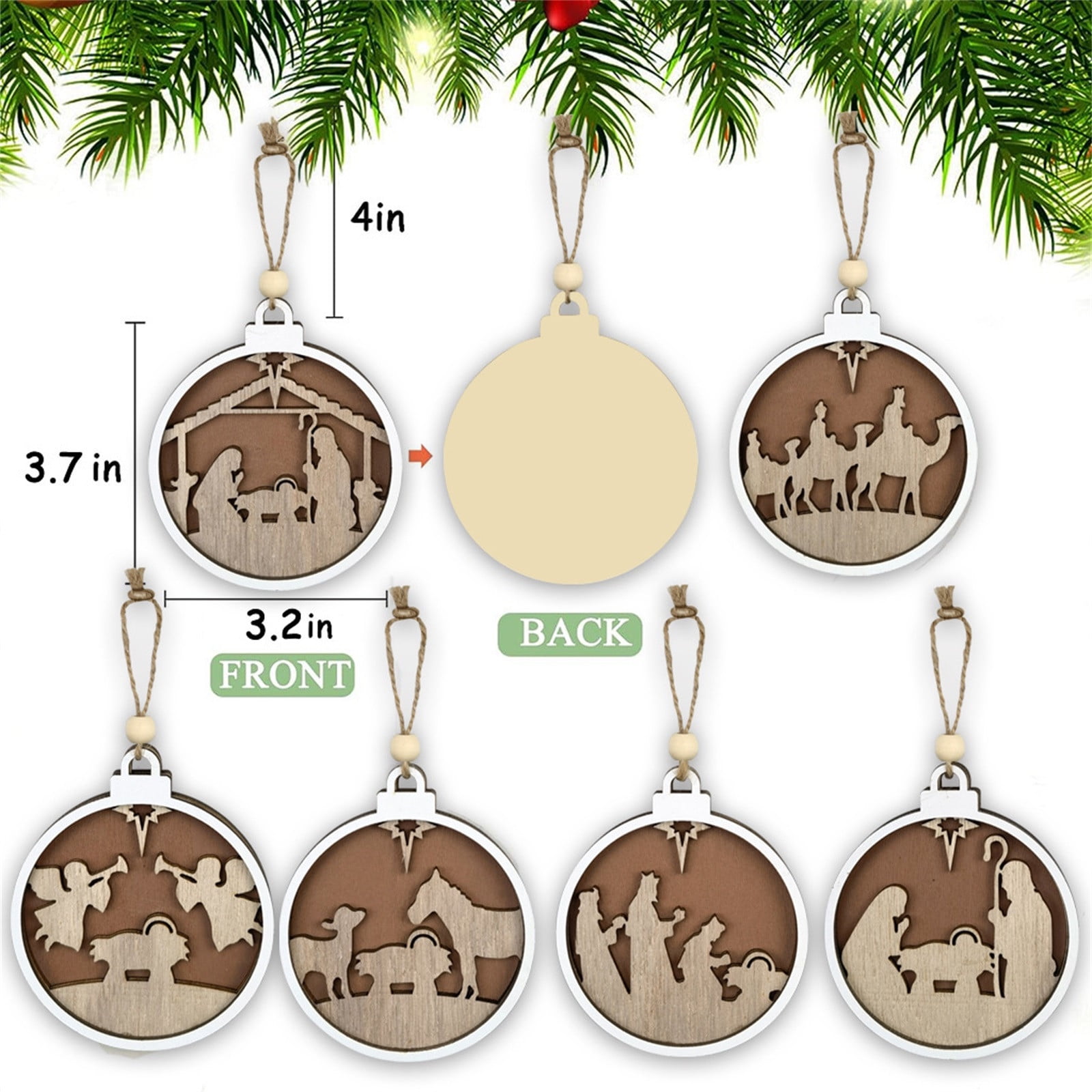 Big Save Christmas Tree Pendant Animals Carving Wooden Crafts Christmas