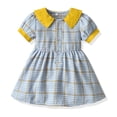 thumbnail image 1 of The Big Save of The Day kttectoa Button-Up Cute Dresses Formal Vestido Sundress Dresses Doll-Collar Plaid Graphic Short Sleeve Dress for Girls Loose Flowy Dresses for Shopping 1-8Y, 1 of 7