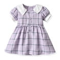 thumbnail image 1 of The Big Save of The Day kttectoa Button-Up Cute Dresses Formal Vestido Sundress Dresses Doll-Collar Plaid Graphic Short Sleeve Dress for Girls Loose Flowy Dresses for Shopping 1-8Y, 1 of 3