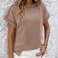 thumbnail image 1 of The Big Save of The Day kttectoa Ribbed Fitted Shirt Basic Casual Blouses Going Out Tops for Women Solid Tunic Tops Short Sleeve Crewneck Tee Tops for Women On-trend Low Spend Clubs, 1 of 6