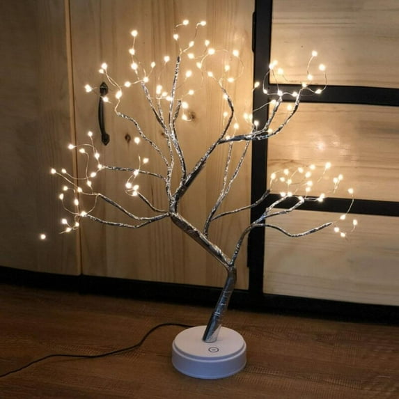 108LED Beads Copper Wire Tree Branch Night Light with Touch-Sensitive Switch Decorative Table Lamp Battery And USB Operated