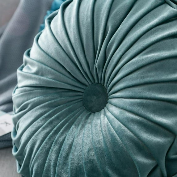 Big Save!Velvet Pleated Round Pumpkin Throw Pillow Couch Cushion Floor Pillow Decorative For Home Sofa Chair Bed Car
