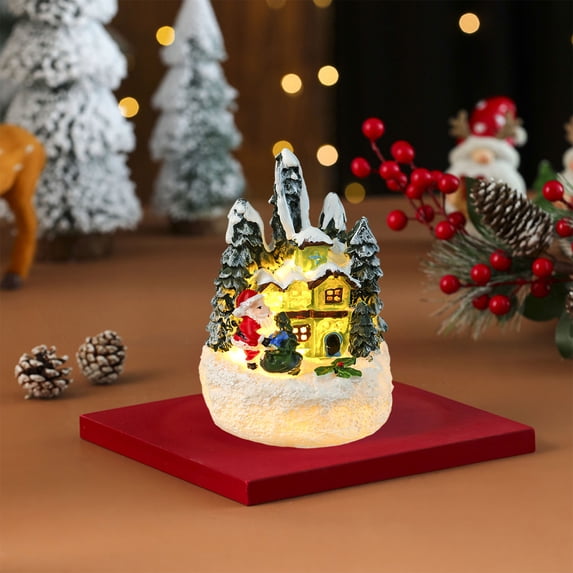 The Big Save karymi Glowing Resin Christmas House 3.54x2.56x2.56 Inch LED Light Up Santa Snowman Decor for Tree Tabletop Display Room Decor The Big Save Weekly flyer