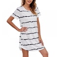 thumbnail image 1 of Big Saving! Women's Nightdress Sleep Short Sleepwear Sleeves Sleepshirt Stripes Nightshirt T-Shirt Nightgown S-XXL, 1 of 11