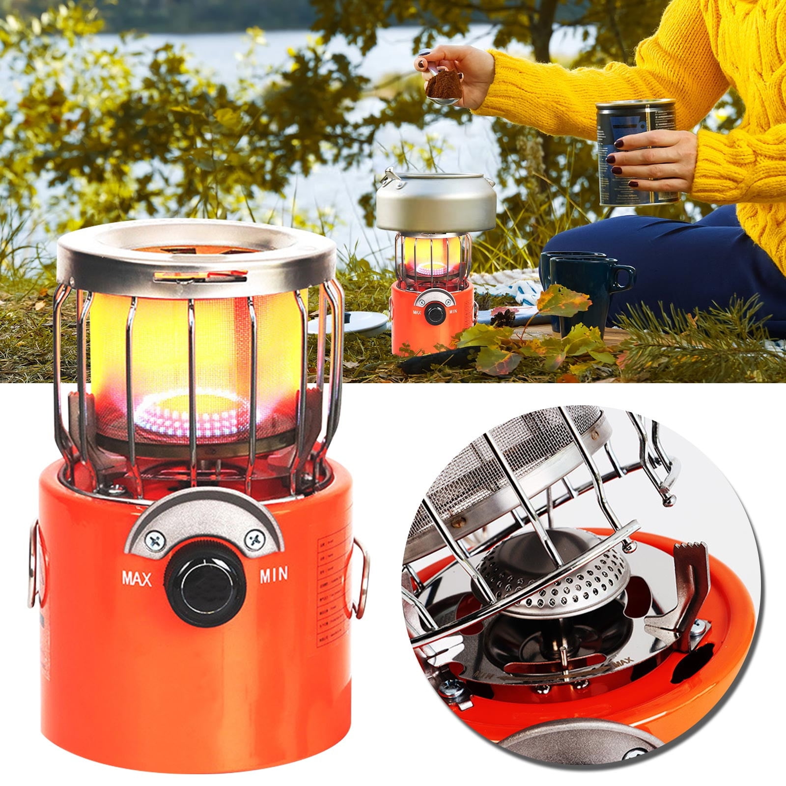 Big Savings! 2 In 1 Portable Propane Heater Stove, Gas Stove with 1 Meter Hose for Outdoor Camping, Ice Fishing, Hiking, Backpacking, Hunting, Emergency Survival Use