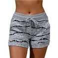 thumbnail image 1 of Women Drawstring Casual Pocket Loose Printed Sports Shorts Pants, 1 of 6