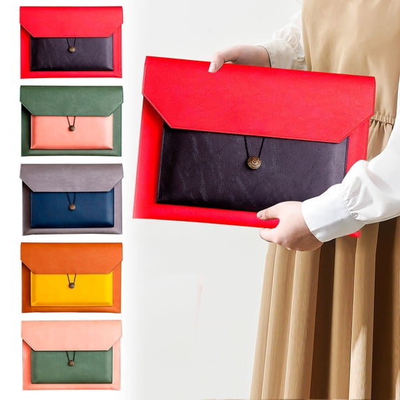 Leather File Bag, Thickened Document Folder, Waterproof Computer Bag, Public Document Organizer, Business Travel Folder with Buckle