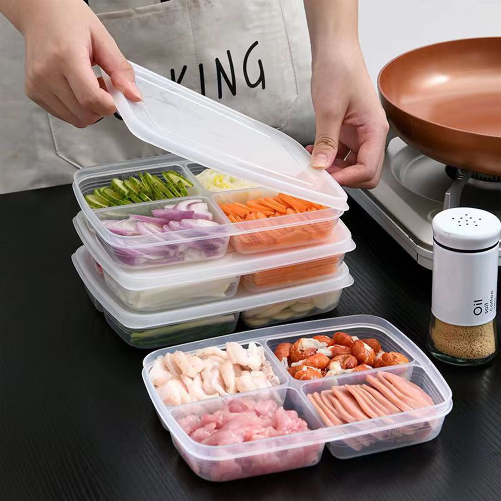 Big Savings! Refrigerator Storage Box, Food Grade Sealed Containers, Storage for Meat, Ginger, Garlic, and Vegetables, Organized Food Preservation Box for Refrigerator