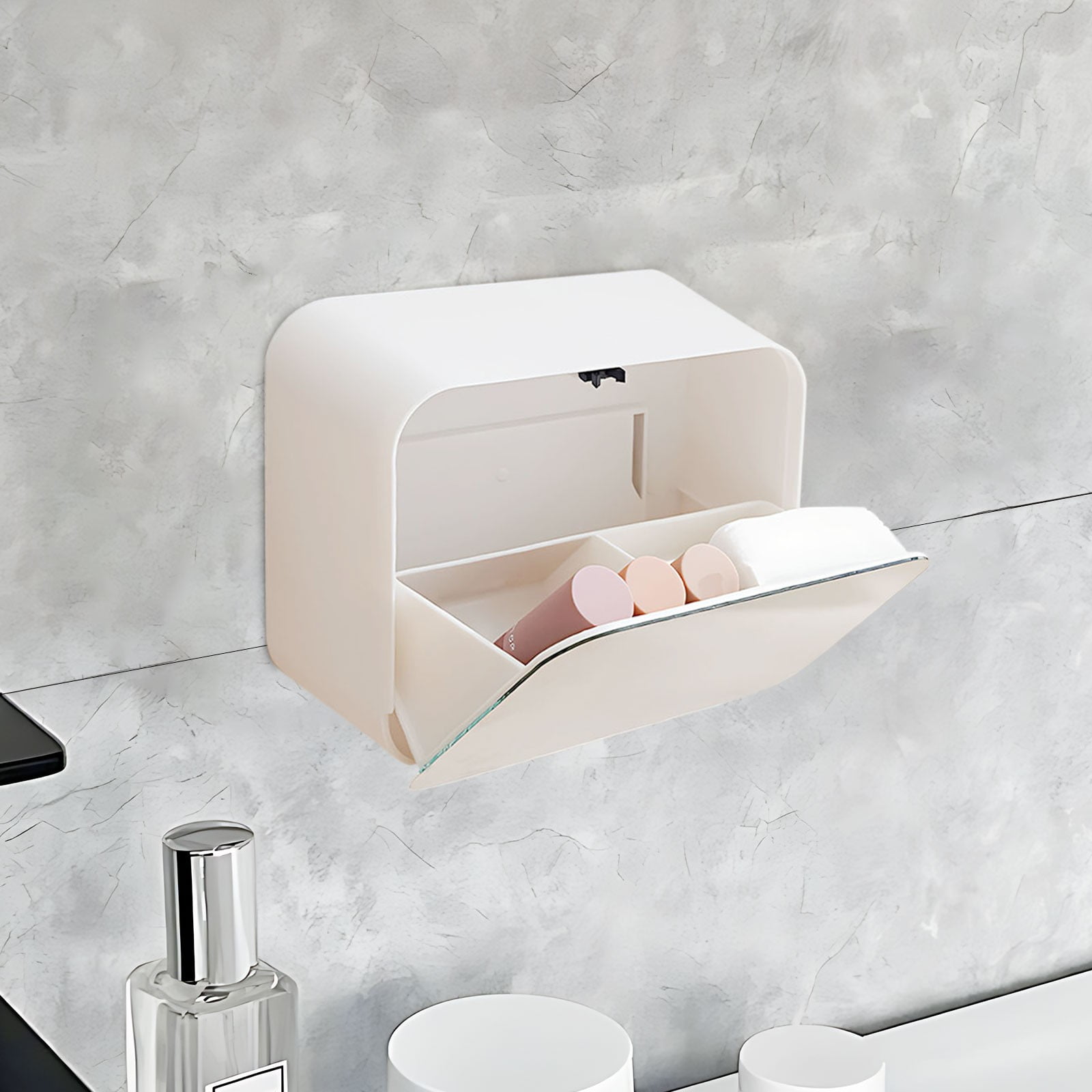 Big Savings! Wall Mounted Organizer with Cosmetic Mirror, Makeup ...