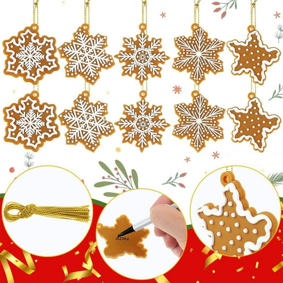 Big Savings karymi 10 Pcs Snowflake Christmas Tree Ornaments Plastic Indoor Hanging Decor Khaki Color Festive Pendants for Holiday Season Christmas Decorations New & Trending Extra Savings