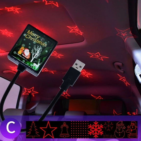 karymi Christmas Snowflake Pattern Port USB Indoor in Car Use Lasers Projector Light Camping Gear